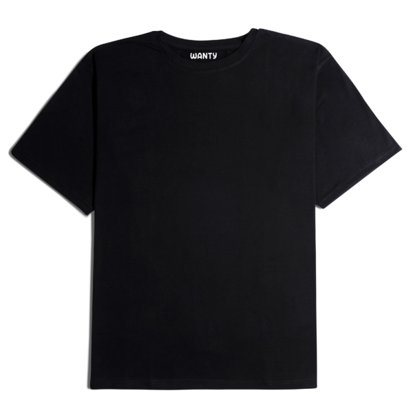 Plain Black T-shirt with a round neckline and short sleeves, displayed on a neutral background.