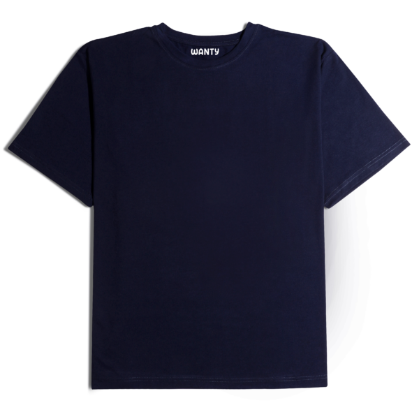 Plain Dark Blue T-shirt with a round neckline and short sleeves, displayed on a neutral background.