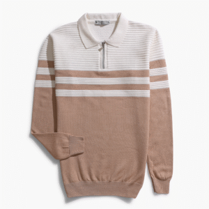Half-zip Beige Knitwear Pullover W200