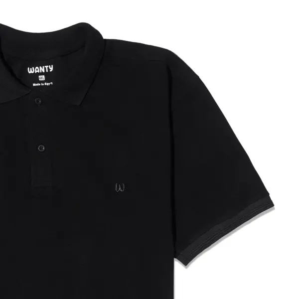 Men’s plus size black polo t-shirt with short sleeves
