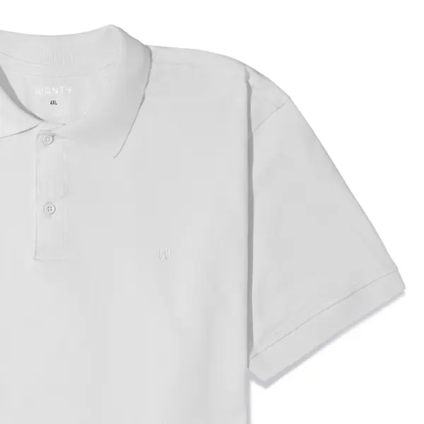 Men’s plus size white polo t-shirt with short sleeves