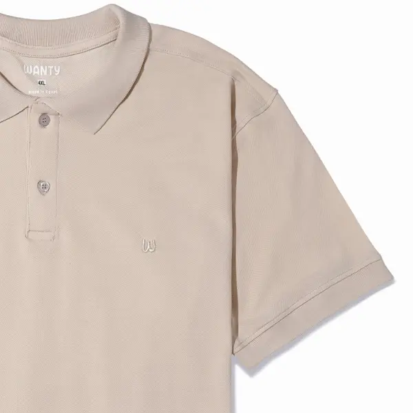 Men’s plus size beige polo t-shirt with short sleeves