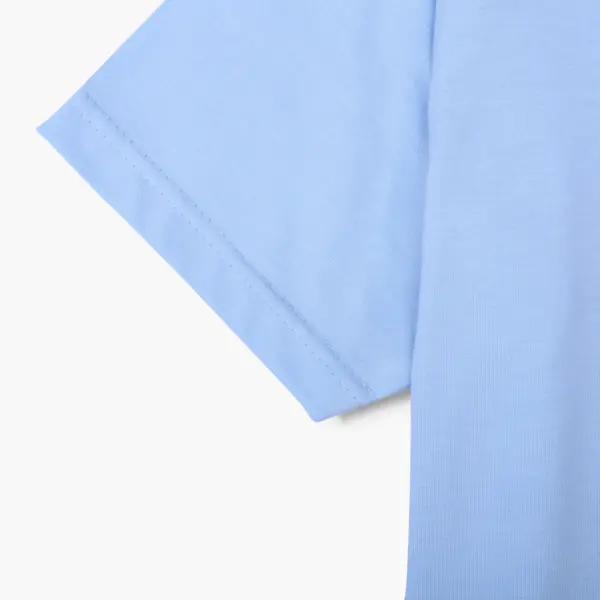 Men’s plus-size baby blue basic half-sleeved shirt