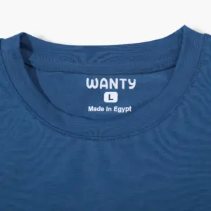 Men’s plus-size blue basic half-sleeved shirt