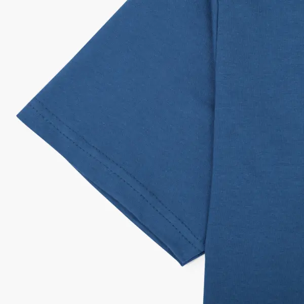 Men’s plus-size blue basic half-sleeved shirt
