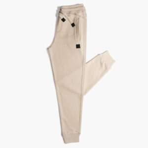 Beige Basic Sweatpants Rib Cuffs