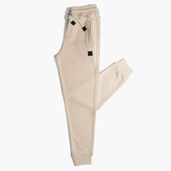 Beige Basic Sweatpants Rib Cuffs