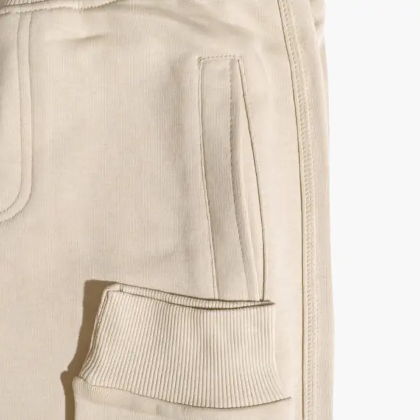 Beige Basic Sweatpants Rib Cuffs - Image 2
