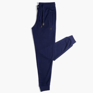 Dark Blue Basic Sweatpants Rib Cuffs