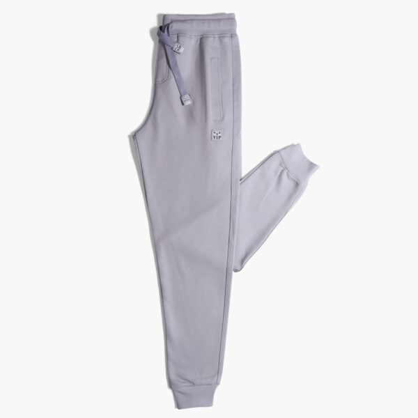Silver Basic Sweatpants Rib Cuffs